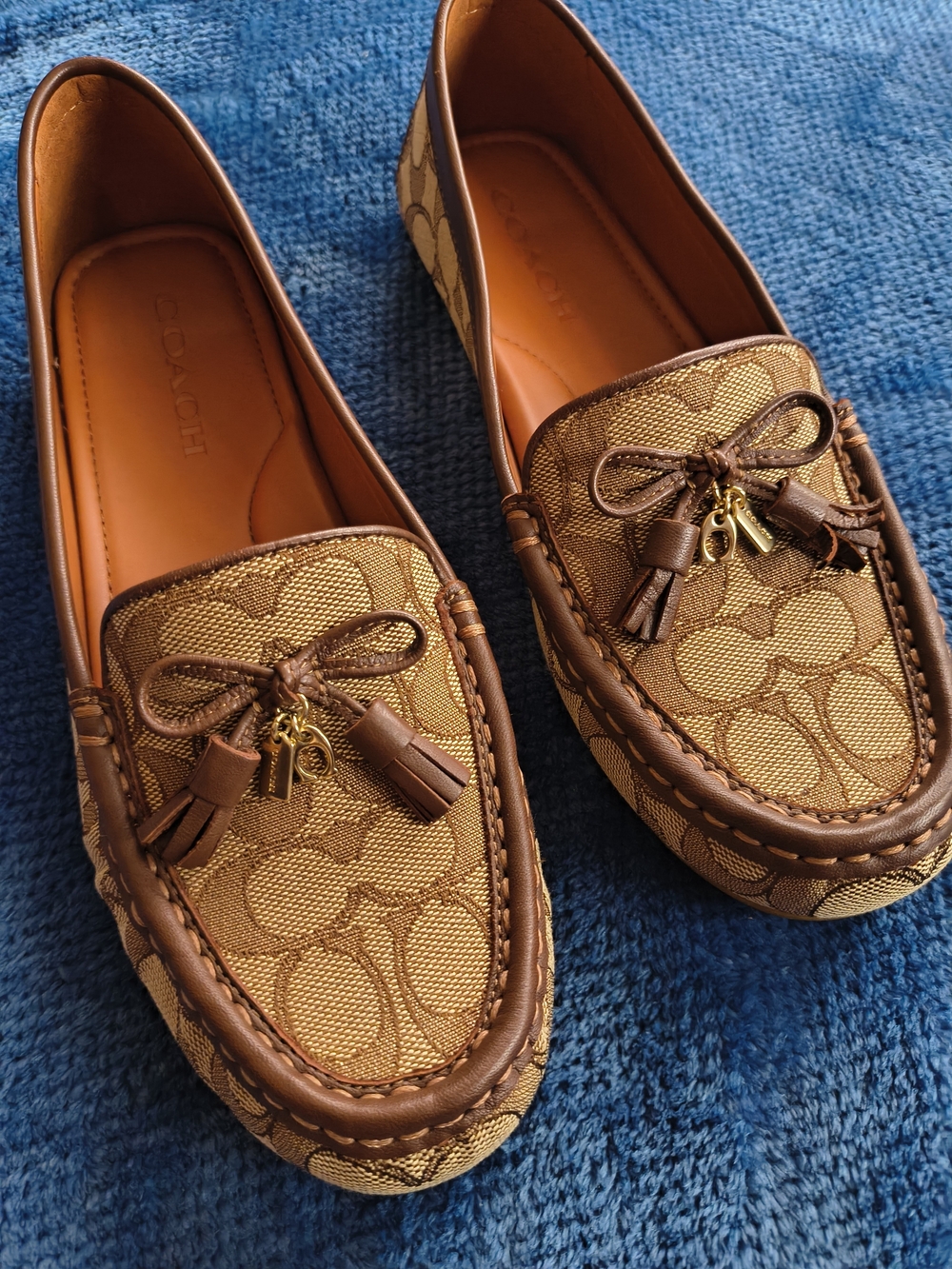 Coach Women’s Brown Signature Canvas Tassel Loafers